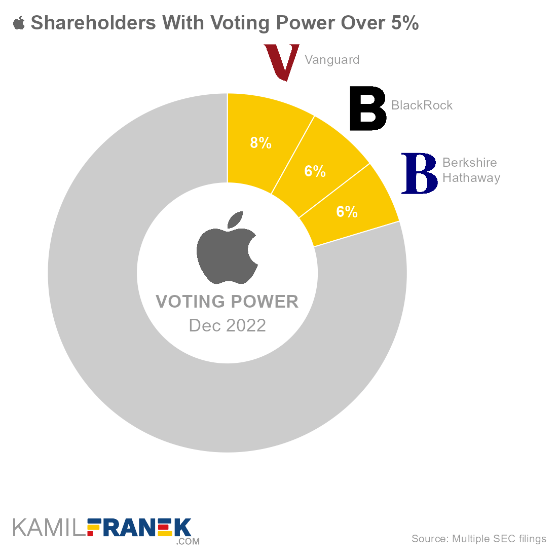 Who controls Apple, largest shareholders donut chart
