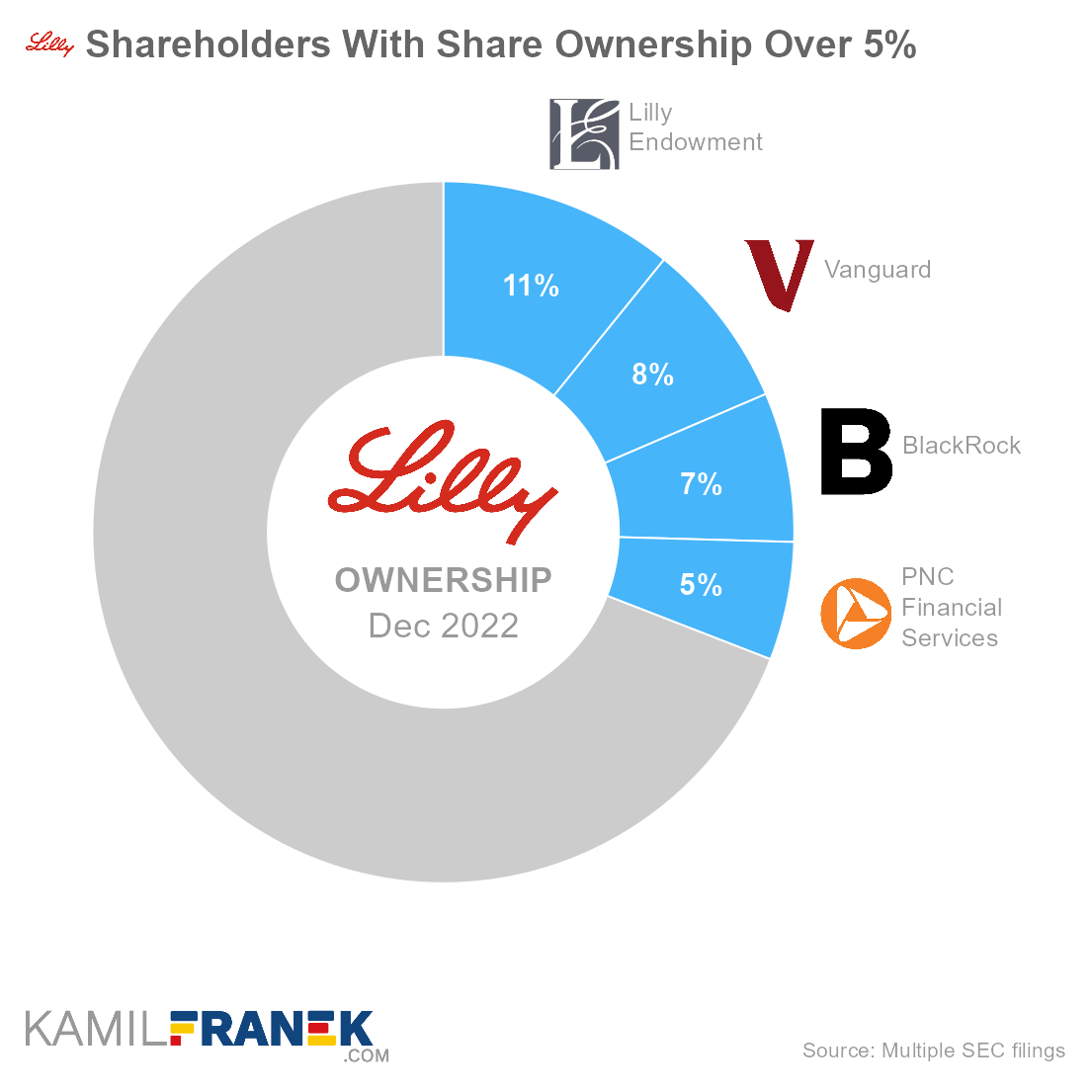 Who owns Eli Lilly, largest shareholders donut chart