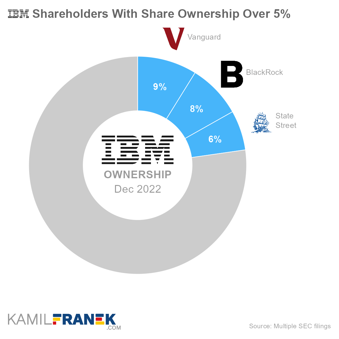Who owns IBM, largest shareholders donut chart