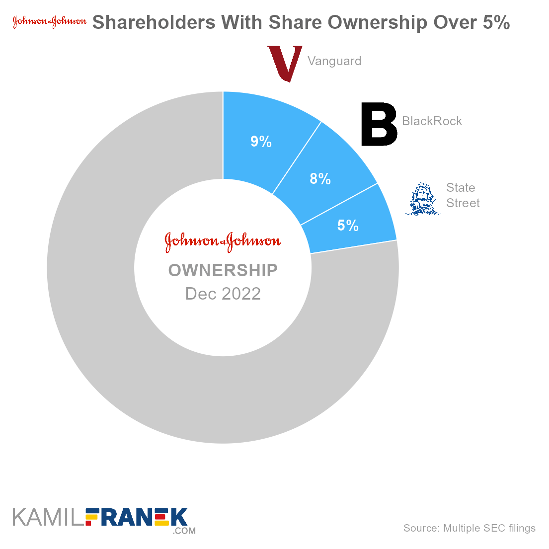 Who owns Johnson & Johnson, largest shareholders donut chart