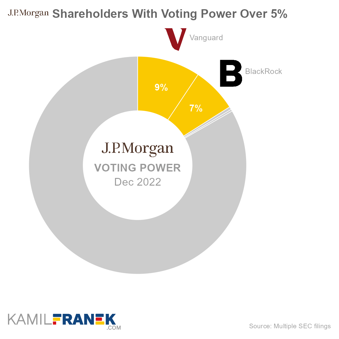 Who controls JPMorgan Chase, largest shareholders donut chart