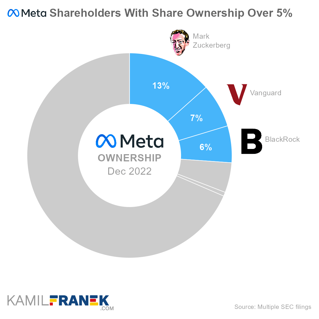 Who owns Meta, largest shareholders donut chart