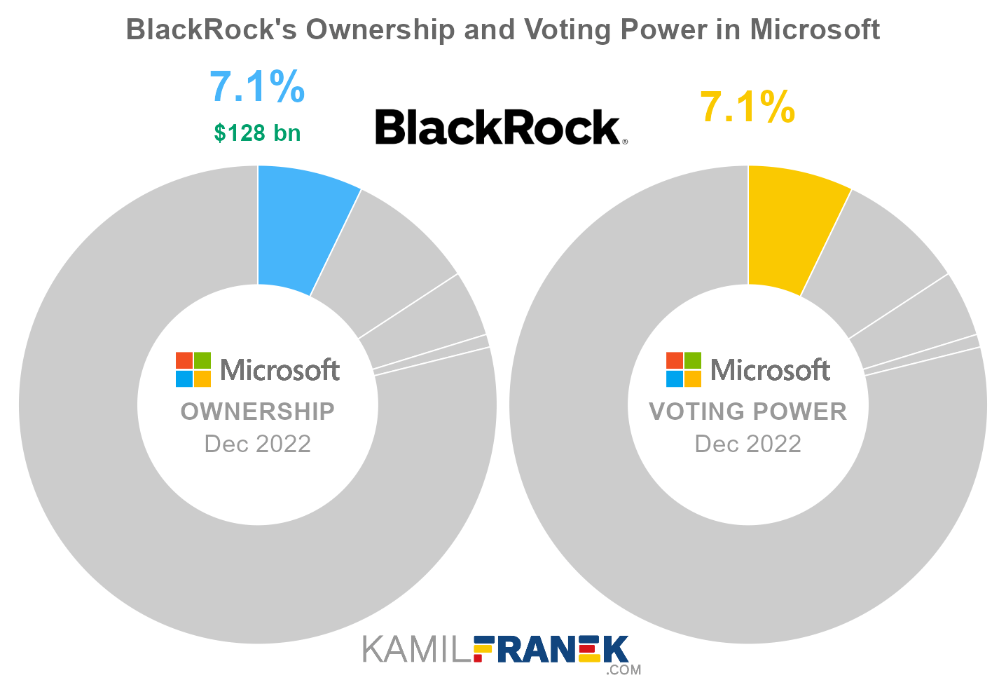 Microsoft largest shareholders share ownership vs vote control chart
